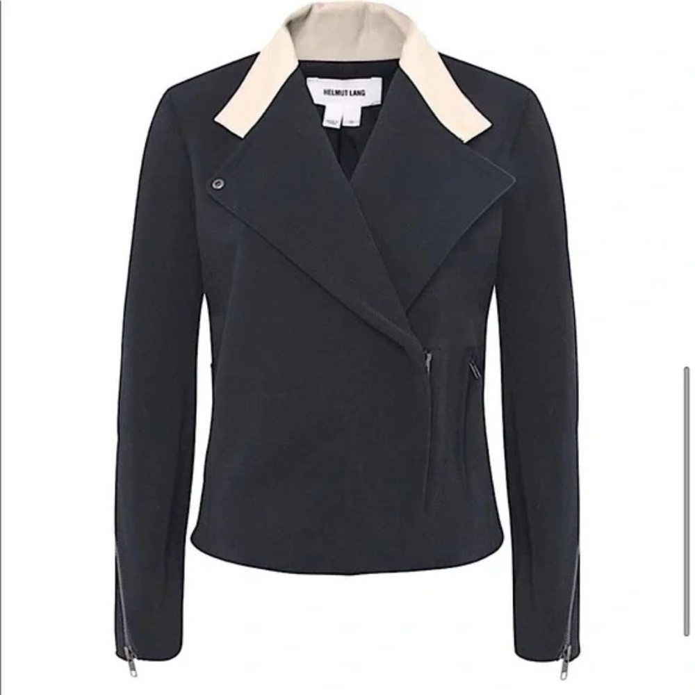 Helmut lang performa fitted leather trim blazer Sz S/P
